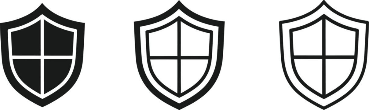 Shield logos security badges and protection icons set