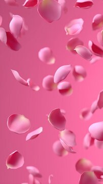 Bright vertical mobile phone background packed with multiple layers of flying flower petals. Suitable for commercial sales banners, anniversary celebrations, and festive graphic design.