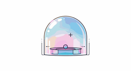 Fototapeta premium A minimalist illustration of a stylized LED with a clear dome housing vibrant, watercolor-like colors and a small sphere