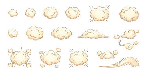 Set of cartoon smoke clouds and explosion effects for animation and comic books design elements collection © GraphixEra