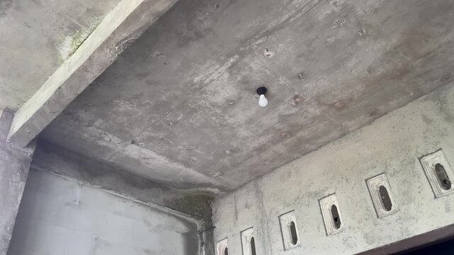 Unfinished Concrete Slab Ceiling Under Construction