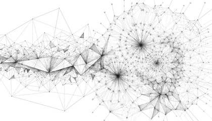 Obraz premium Abstract network of interconnected nodes and lines on white background illustrating digital connection and data flow
