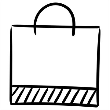 Minimalist shopping bag doodle style. Ideal for e-commerce, sales, gifts, and retail promotions.