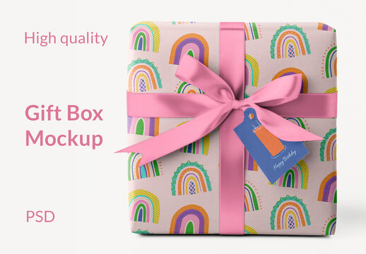 Colorful Gift Box Mockup PSD