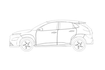 Naklejka premium car outline drawing, sketch, contour image