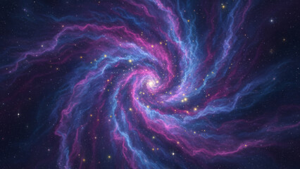 Fototapeta premium Cosmic Nebula Flow, A vibrant, swirling galaxy with swirling, colorful nebulae in shades of purple, blue, and pink, set