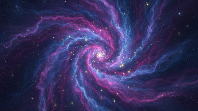 Cosmic Nebula Flow, A vibrant, swirling galaxy with swirling, colorful nebulae in shades of purple, blue, and pink, set