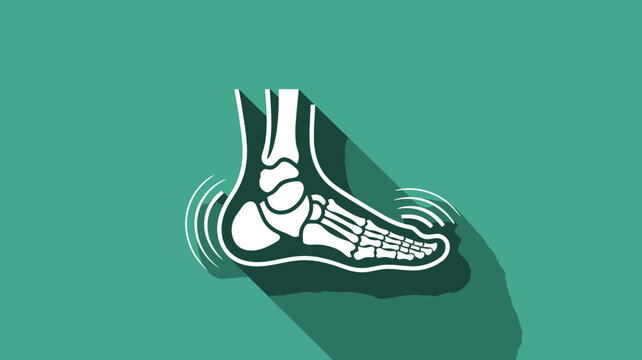 Foot Skeleton Medical Icon, Minimalist Human Anatomy Bone Vector Design on Green Background