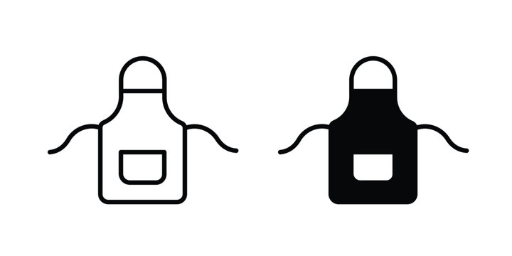 Apron icon black, Stroke line and clipart style bundle
