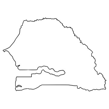 Senegal map illustration hand drawn outline vector