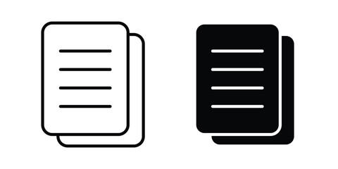 Document icon black, Stroke line and clipart style bundle © nancy