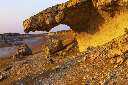 Striking rock formation in the Huqf stone desert, Arabian Peninsula, Sultanate of Oman