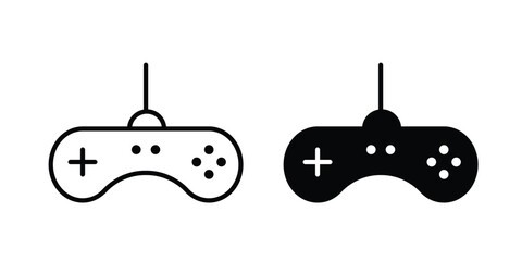 Game controller icon black, Stroke line and clipart style bundle © nancy