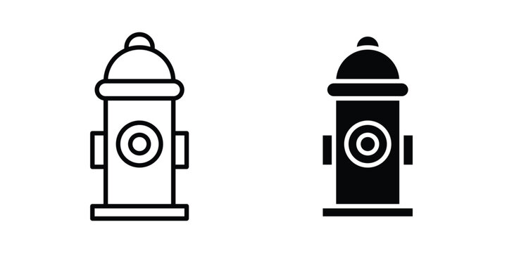 Fire hydrant icon black, Stroke line and clipart style bundle