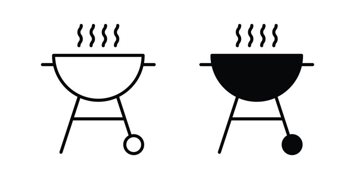 Grill icon black, Stroke line and clipart style bundle