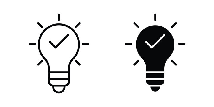 Idea icon black, Stroke line and clipart style bundle