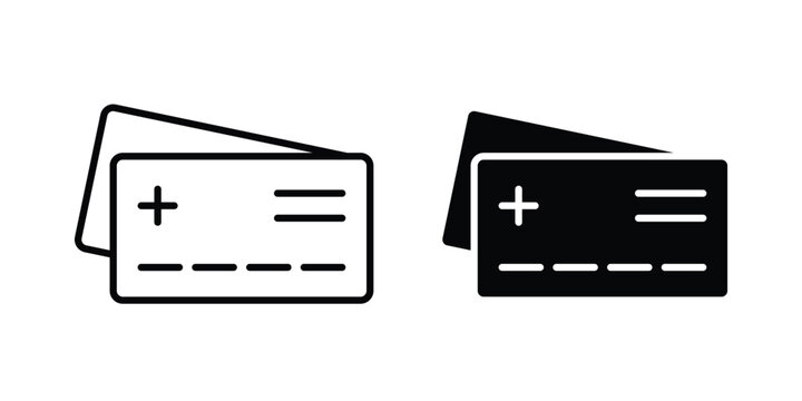 Insurance card icon black, Stroke line and clipart style bundle