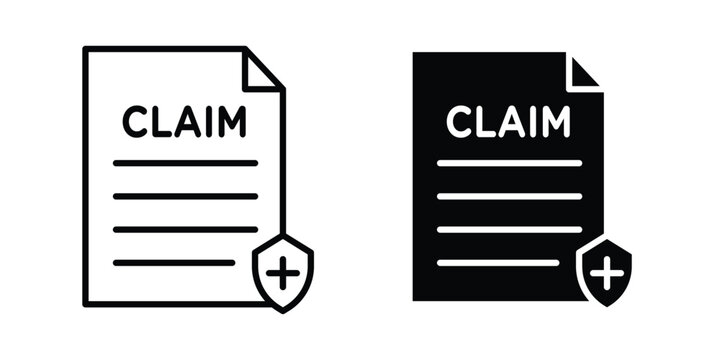 Insurance Claim icon black, Stroke line and clipart style bundle