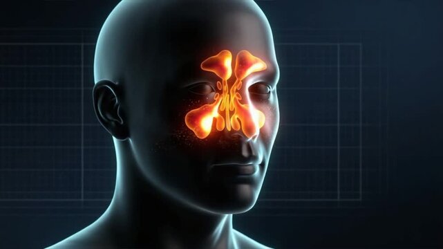 Sinus Pressure Visualization Inside Transparent Head With Mist