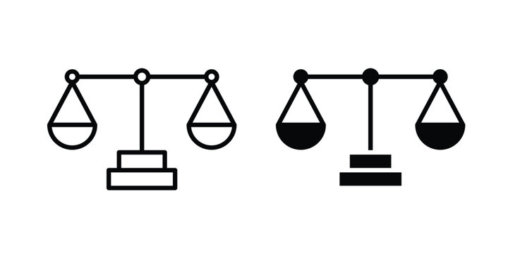 Scales icon black, Stroke line and clipart style bundle