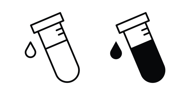 Test tube icon black, Stroke line and clipart style bundle