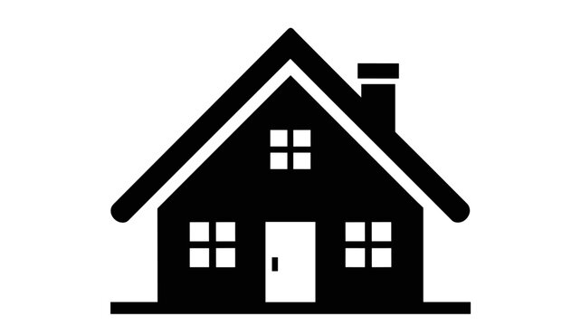 Adobe Illustrator ArtworkSimple Black Silhouette of a House with Chimney and Windows