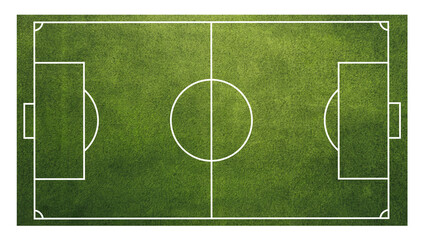 Top view of a green football soccer field transparent png with white lines and markings playing pitch sports ground athletic well kept outdoors recreation overlay team sport aerial empty stadium lawn © Diana