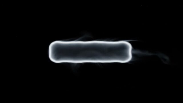 Abstract glowing rectangular shape with rounded corners on a dark background resembling a futuristic energy cell or data block