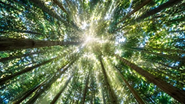 Healthy Forest Ecosystem Inspired by Ecology and Biodiversity Conservation, looping animation background
