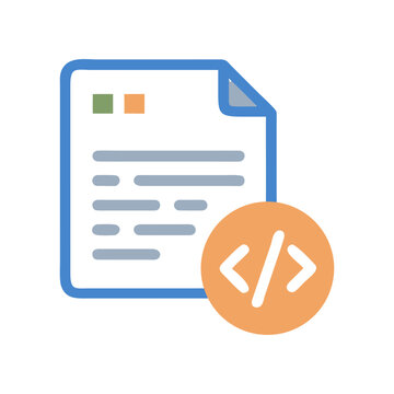 Document with code symbol on a white background on transparent background
