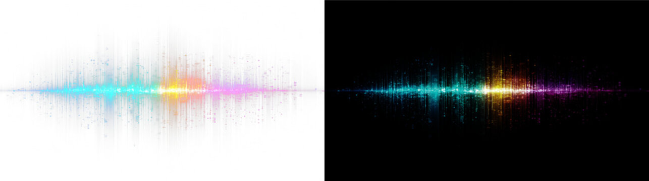 Futuristic neon soundwave line spectrum glowing audio waveform equalizer abstract music design illustration.