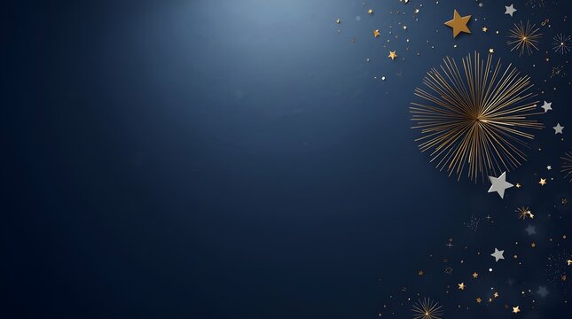 Luxury Independence Day Background with Gold Foil Firework Patterns on Midnight Blue Paper