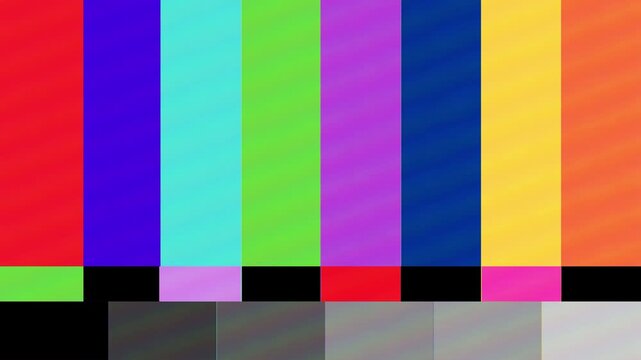 Vibrant color bars broadcast signal pattern for television display calibration