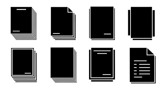 Abstract Black and White Geometric Shapes Representing Stacked Papers or Documents