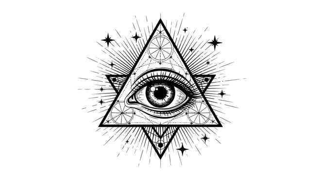 All Seeing Eye Triangle Symbol, Sacred Geometry, Mystical Eye Icon, Esoteric Design