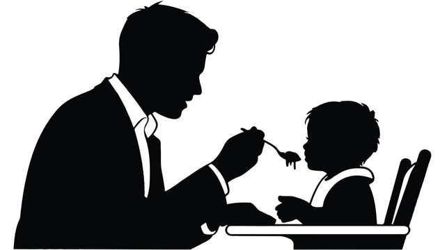 Man feeding baby with spoon
