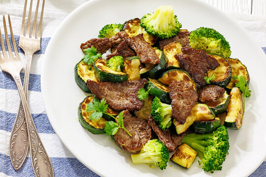 close-up of Keto Beef Stir Fry on a plate