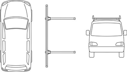 Vector illustration of a car with roof rack in three views © prodip