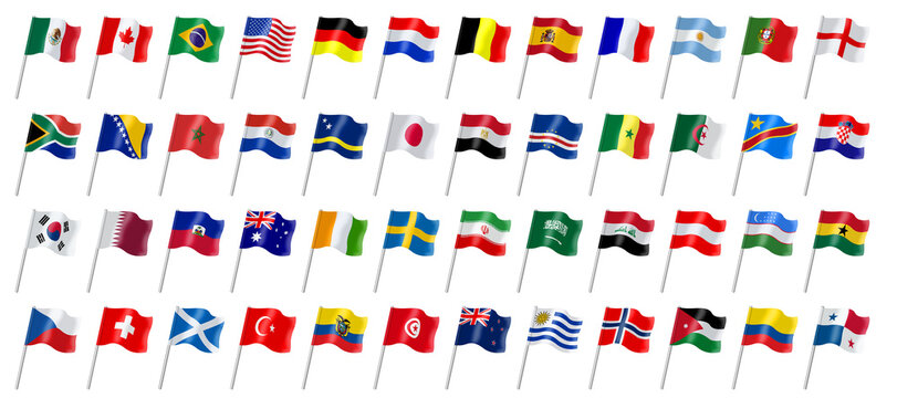 Drapeaux des pays participants au tournoi