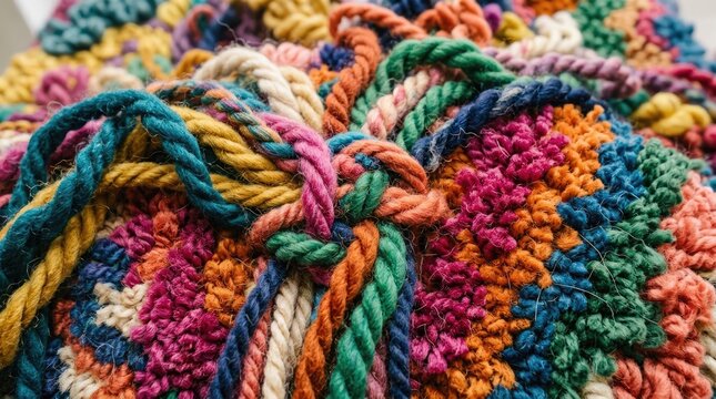 Colorful Yarn and Knots for Crafting and Textile Projects
