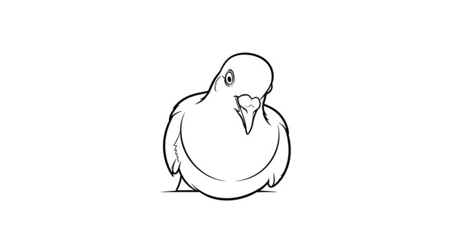 Cute Cartoon Pigeon Bird Drawing.
