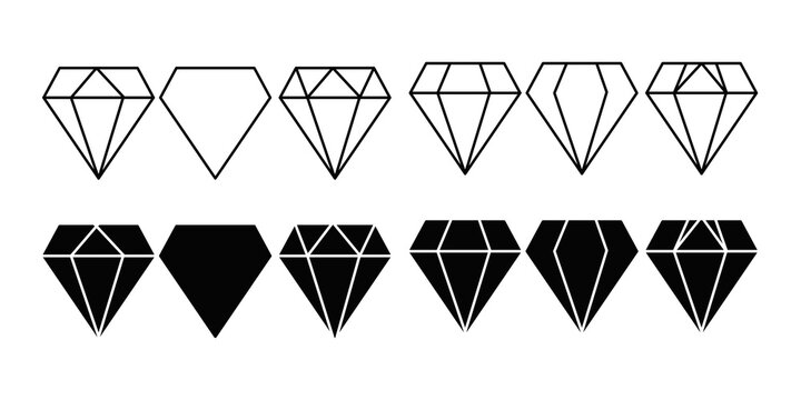 A set of diamonds in a flat style