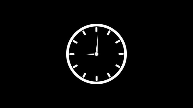 White outline of a clock face with hands on a black background analog circle