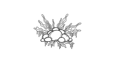 Fototapeta premium Detailed illustration of mushrooms growing.