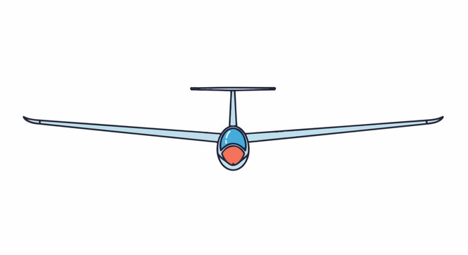 A simple illustration of a glider with a blue canopy and orange nose