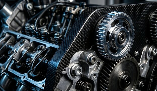 Close Up Detailed Metallic V8 Car Engine Block
