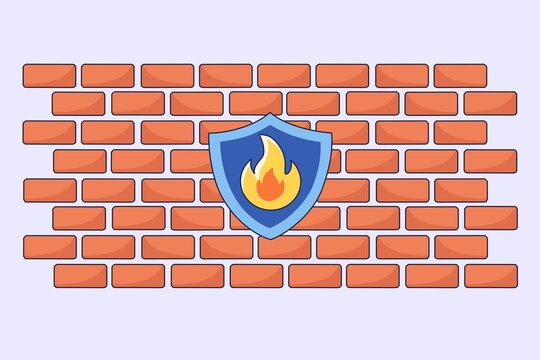 Vector illustration of a firewall shield representing cyber security