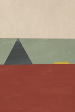 Abstract minimalist geometric painting with earth tones