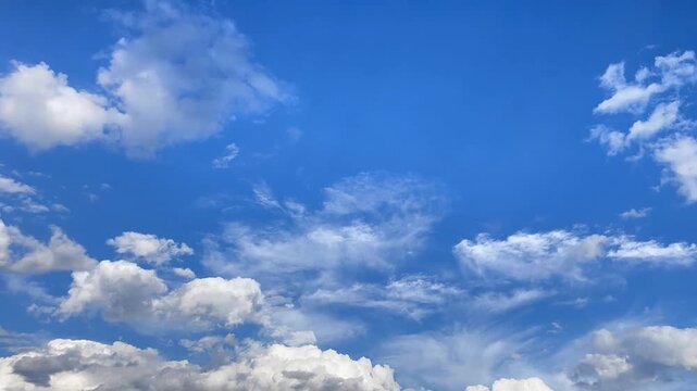 青空を流れる白い雲のタイムラプス動画