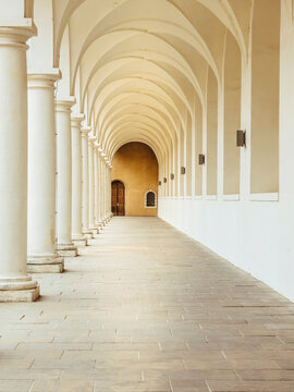 Germany, Saxony, Dresden, Arcades of the stable yard at Dresden Palace